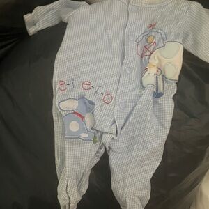Little ME Makeover Essentials Light Blue Checkered Kids Footie preemie